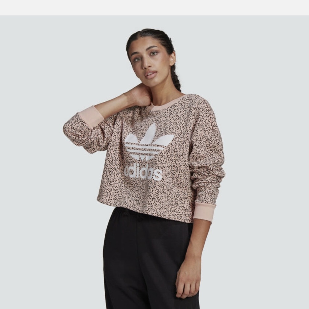 Adidas Pink Patterned Women's Crop Sweatshirt size S